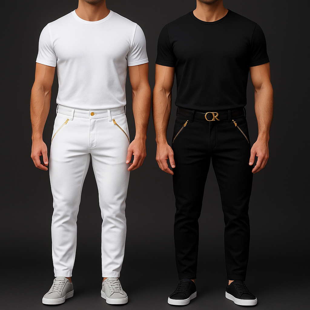 CR Luxe Zipper Pants (White & Black)
