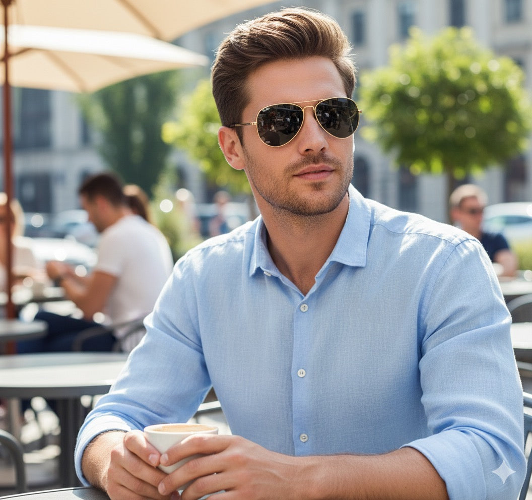 CR Aviator Sunglasses — Gold Frame Edition