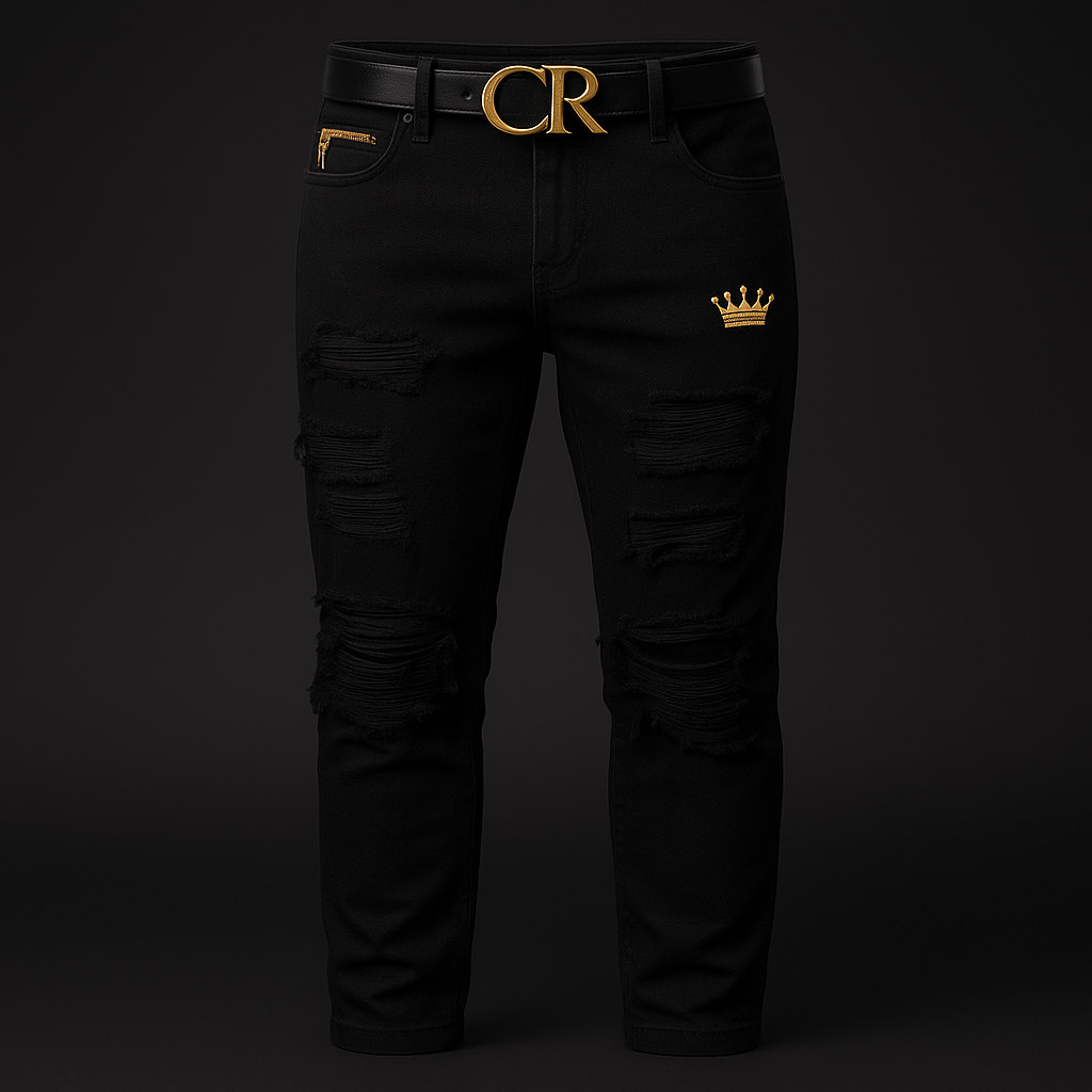 CR Royal Distressed Denim (White / Black)