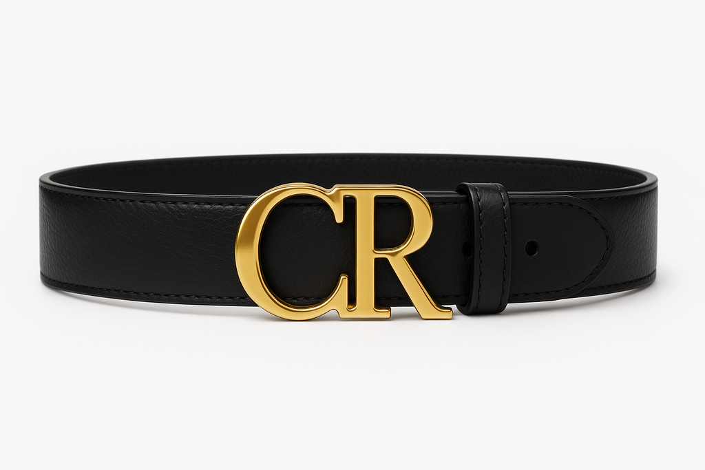 CR Signature Belt — Gold “CR” Buckle