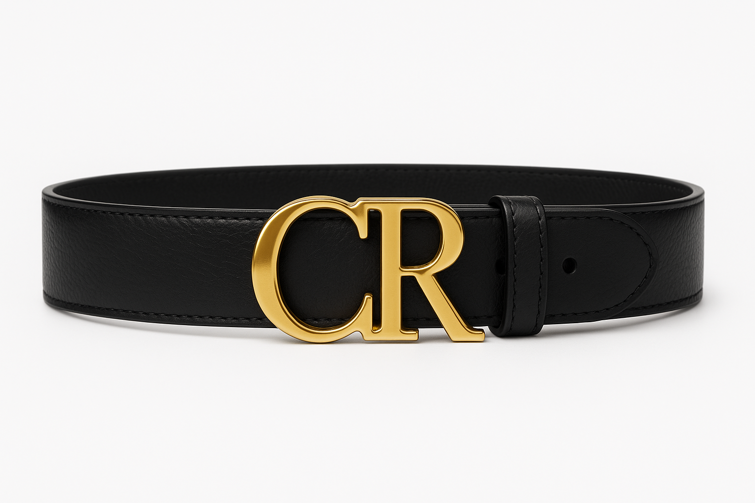 CR Signature Belt — Gold “CR” Buckle