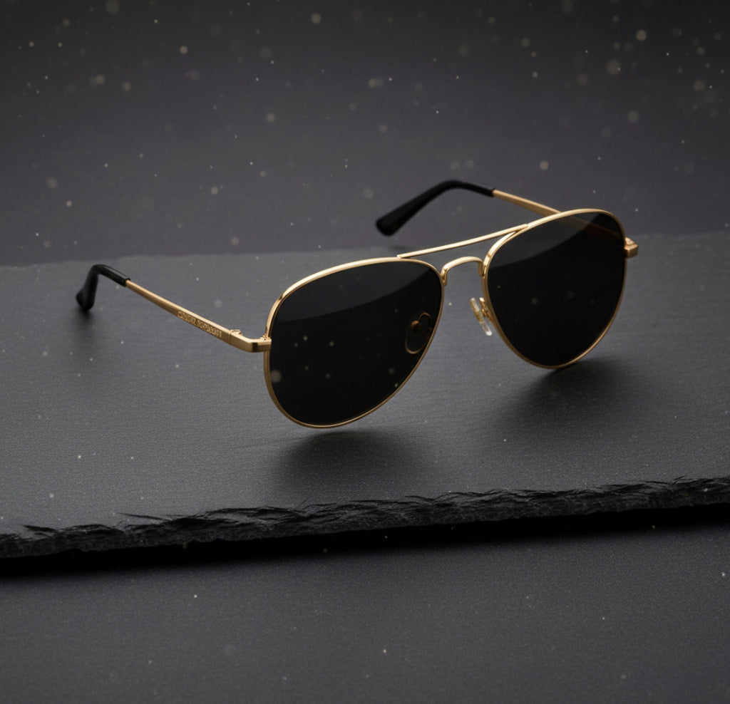 CR Aviator Sunglasses — Gold Frame Edition