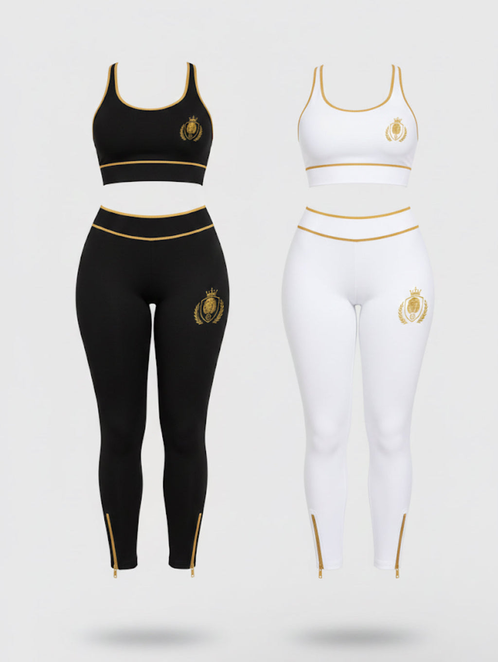 The Queen Remnant Luxe Yoga Pants & Top (Gold Trim Zippers)