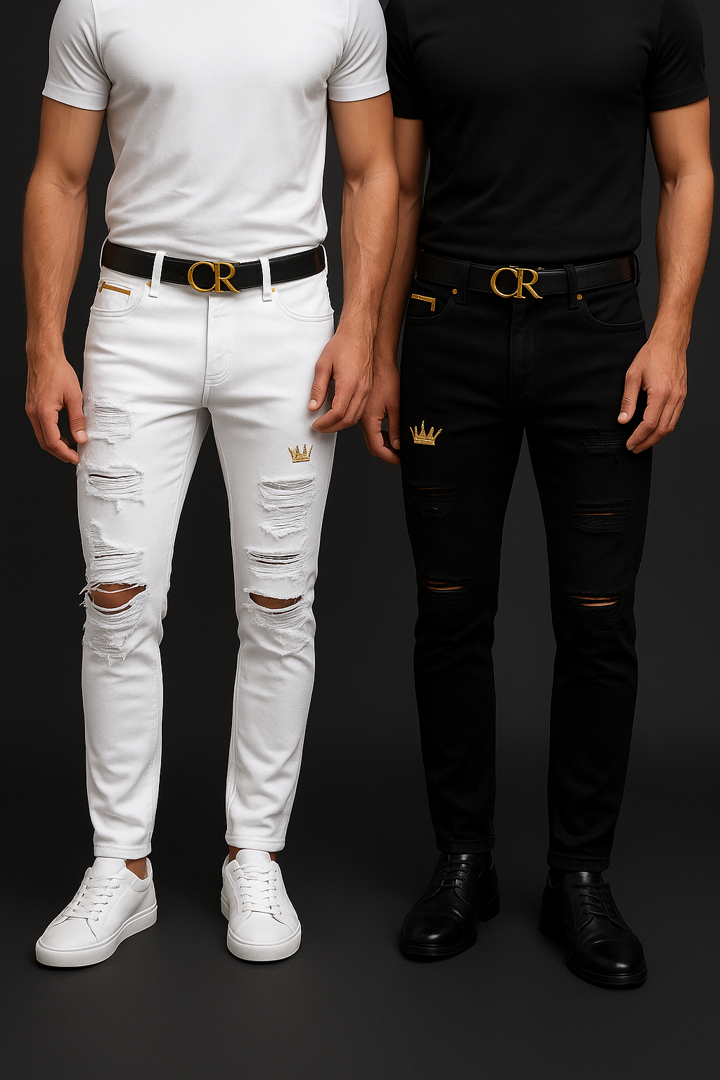 CR Royal Distressed Denim (White / Black)
